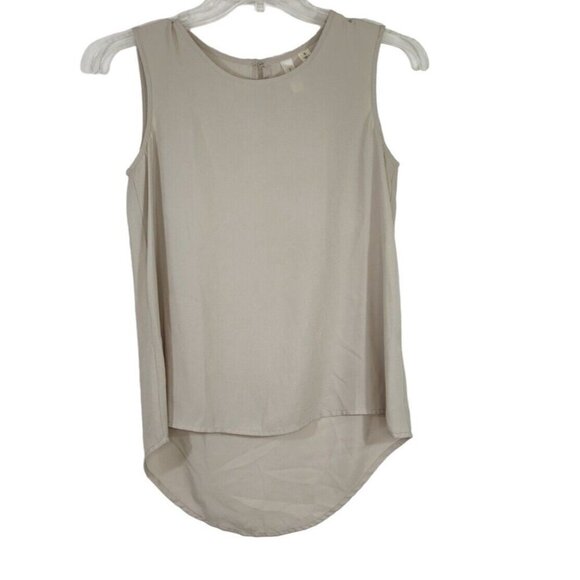 Tacera Hi-Low Tunic Top Sleeveless Women Size S Tan Sheer Keyhole Back - Picture 1 of 6